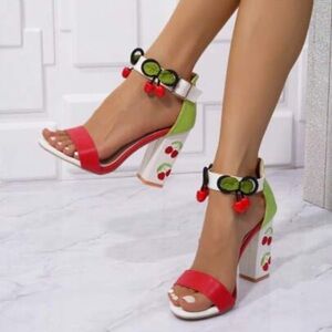 Vibrant Red and Green Women's Heels